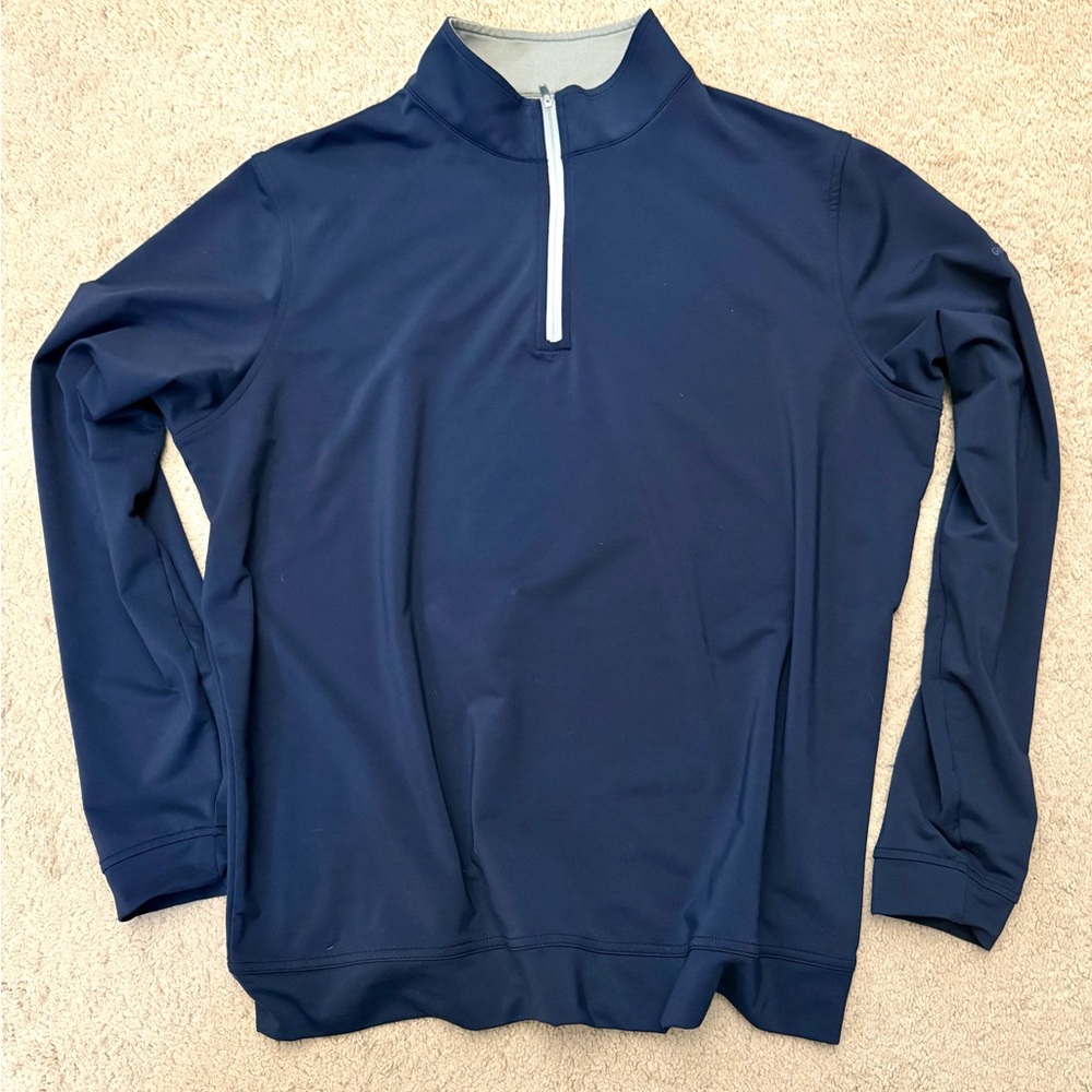Peter Millar Men’s Large Perth Performance Quarter Zip Navy LOGO